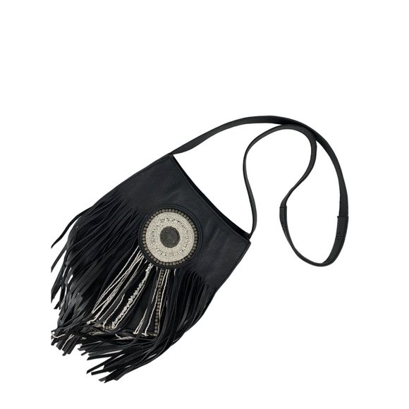 Sam Edelman Black Crossbody Bag with Fringe - Picture 1 of 12